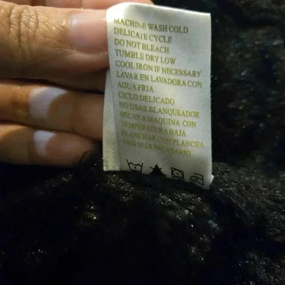 Green Tea Jacket Womans XL Black Faux Fur Plush Zipper Front Long Sleeve #088 - Picture 7 of 8